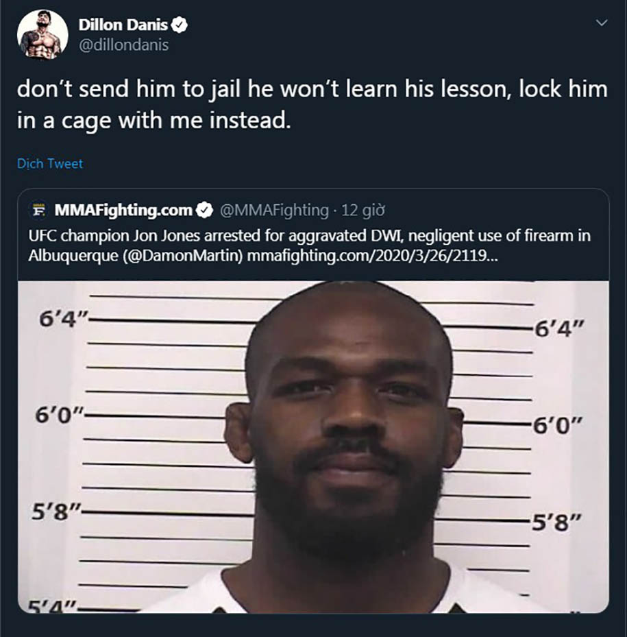 Giới võ sĩ MMA nói gì về vụ việc Jon Jones bị bắt giữ?